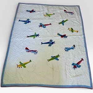 Pottery Barn Kids Airplane Quilt Twin Plane Blanket Children Boy Room Decor PBK